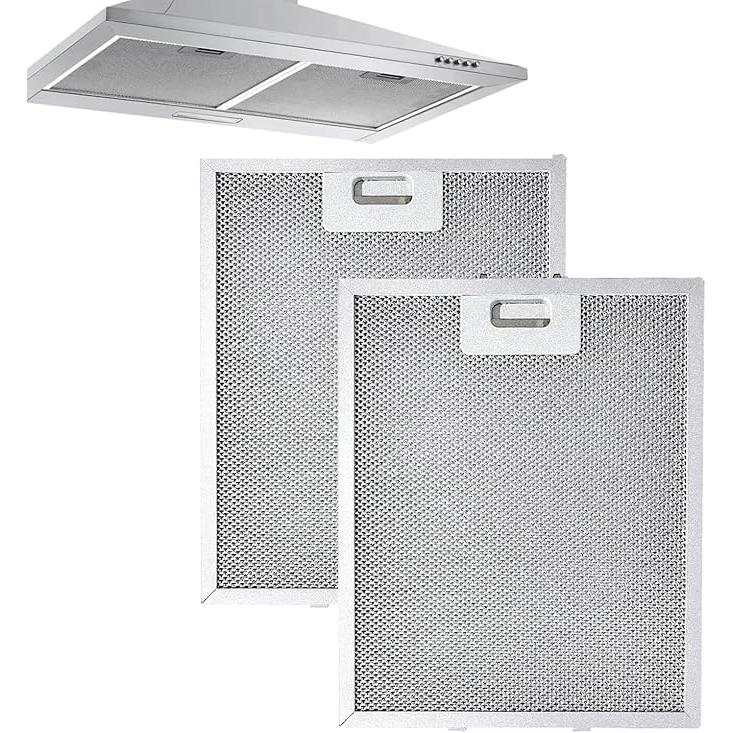 Filtros para Campana Extractora - Juego de 2 Filtros Metálicos para Aceite, Dimensiones 320x260x9mm. Los filtros de Malla metálica para la perforación son resistentes.
