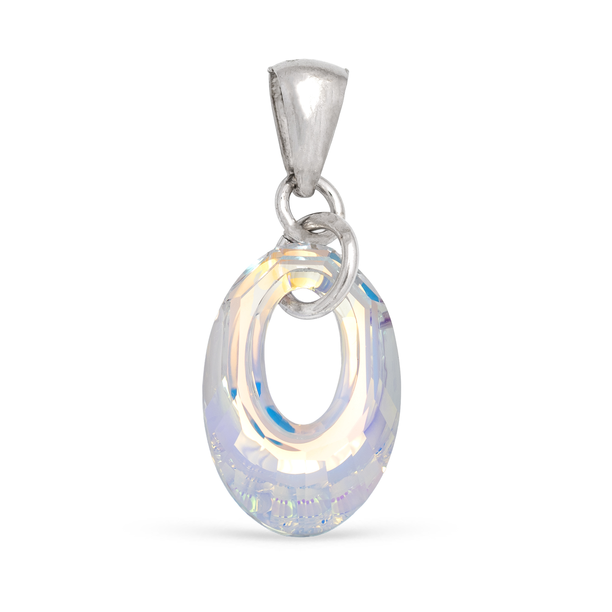FIRENZE SILVER Colgante Plata de Ley 925. Forma ovalada contorneada con brillante de piedra natural ornamental. 1x0,1x2 Cm. Color: Plata