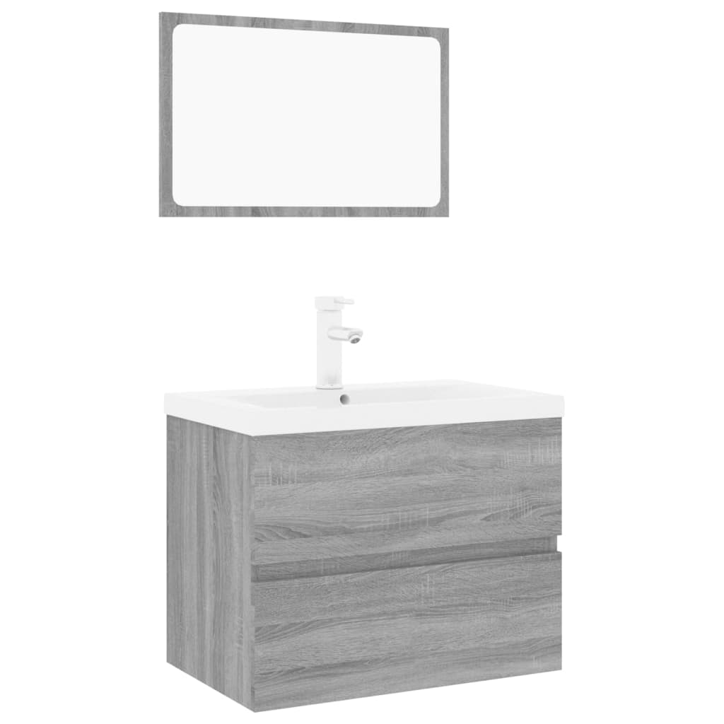 vidaXL Set de muebles de baño madera contrachapada gris Sonoma