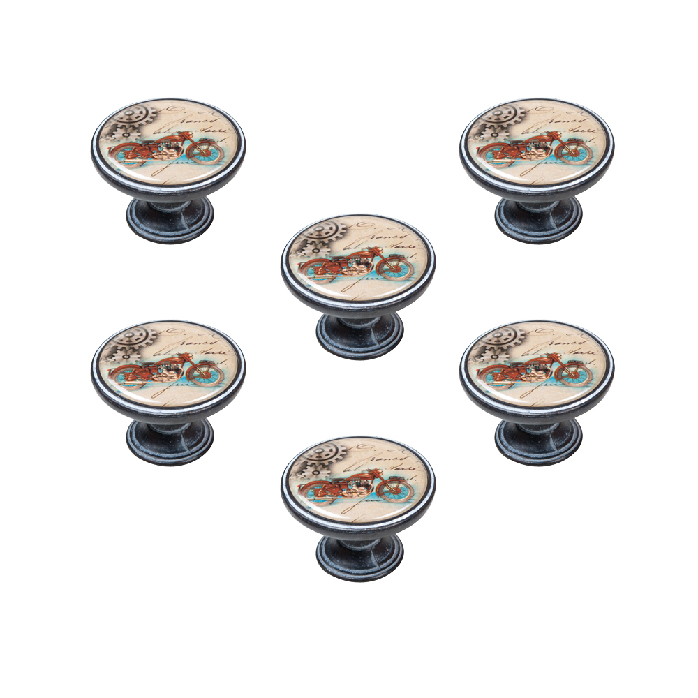 6 Un. Pomo TIRADOR Mueble Vintage Retro Metal óxido decapé MOTO - Diámetro  37MM