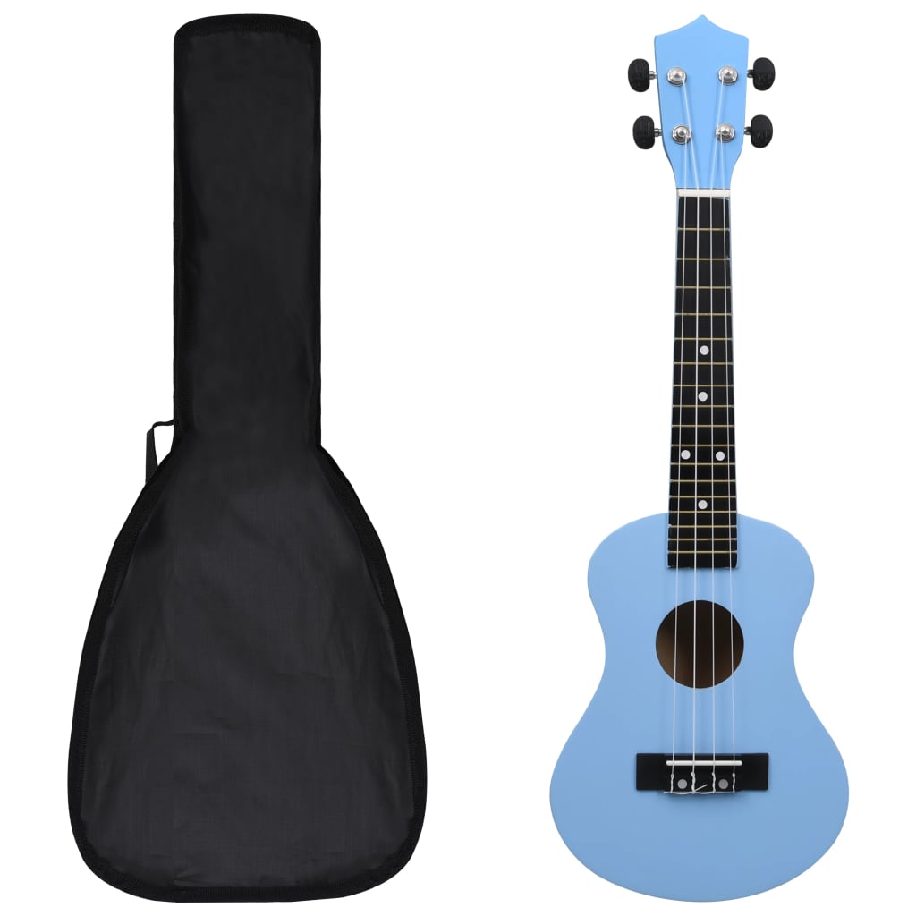 vidaXL Set Ukelele Soprano con Funda para Niños Madera Clara 23" Juego Color Marrón claro,  Marrón oscuro,  Azul y mas