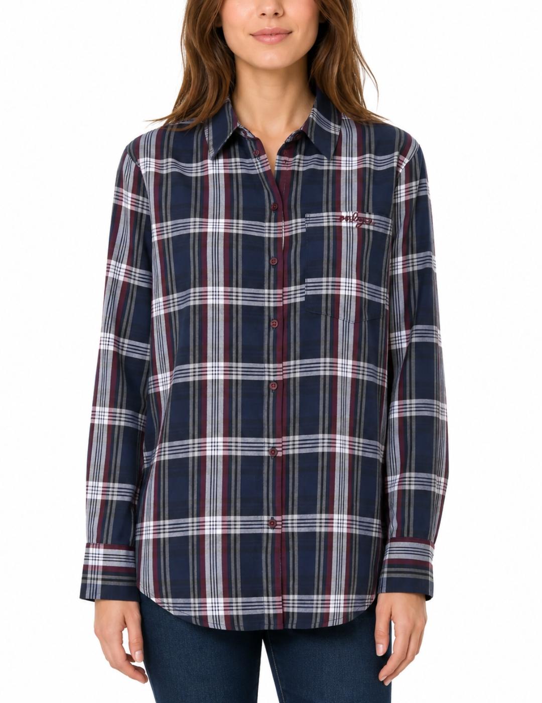 Camisa Only Surani azul cuadros granate para mujer