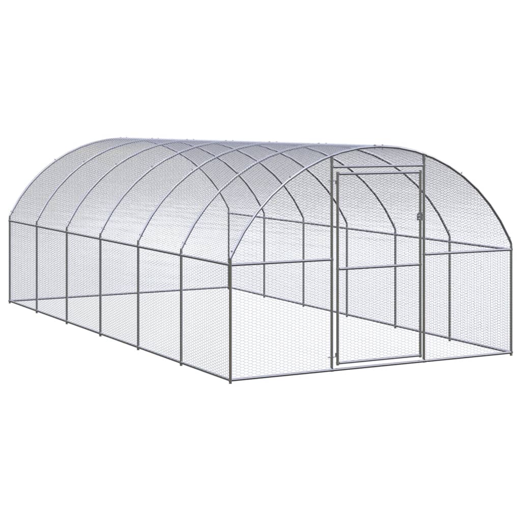 vidaXL Gallinero de Exterior de Acero Galvanizado Jaula de Pollos Gallinas Dimensiones 3 x 2 x 2 m, 3 x 4 x 2 m, 3 x 6 x 2 m