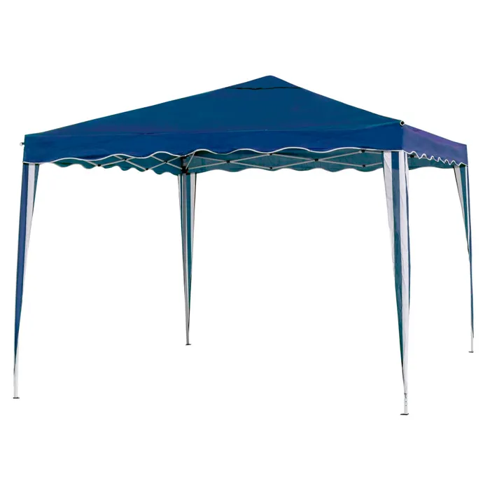 Carpa Gazebo Plegable con tubo de acero y tela color azul. Medidas: 300x300x250 cm.