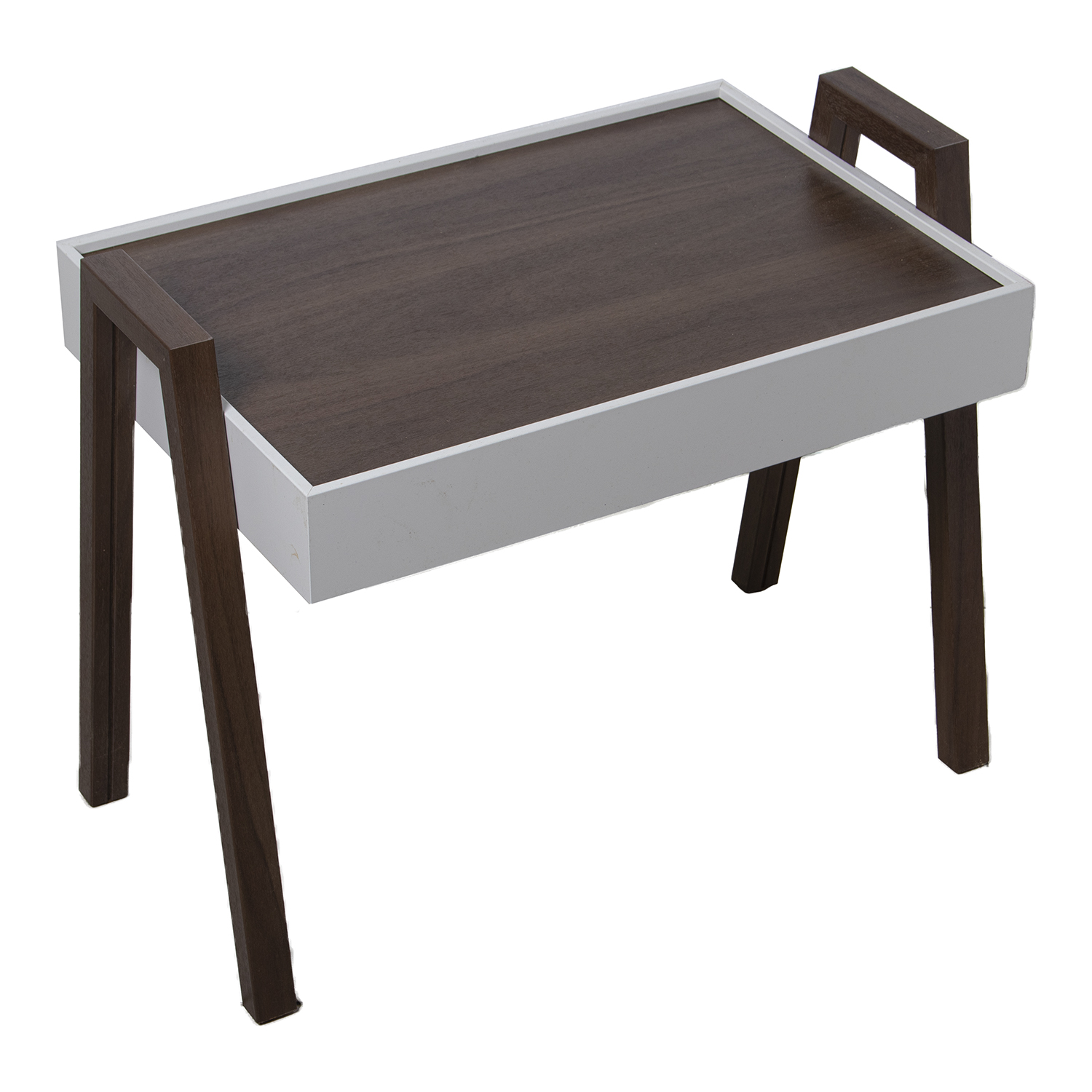 Set 3 mesas auxiliar madera nogal, blanco dm y nogal req.montaj 56x35x44cm, tabl: 50x35cm