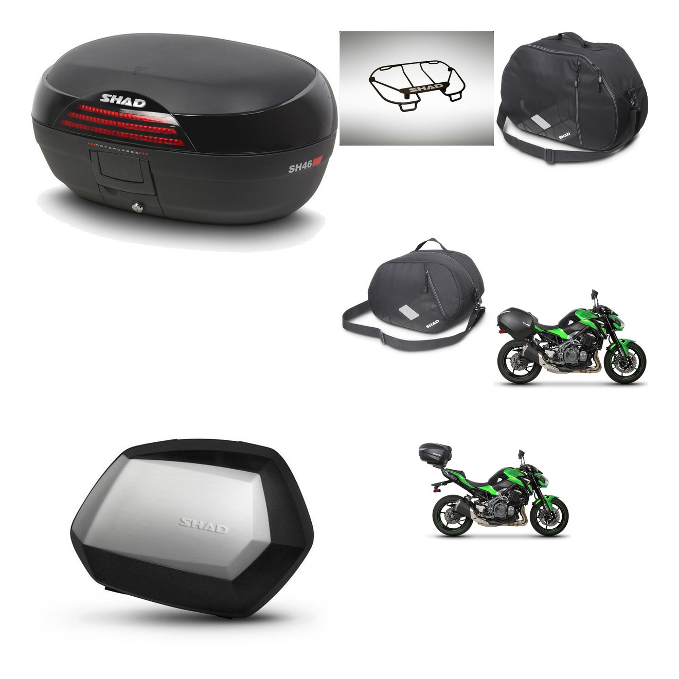 Maletas Laterales + Baul Trasero + Accesorios + Herraje 3P + Herraje Montaje Sh46 Sh 46 New Model Sc Sh35 Premium KIT-265821