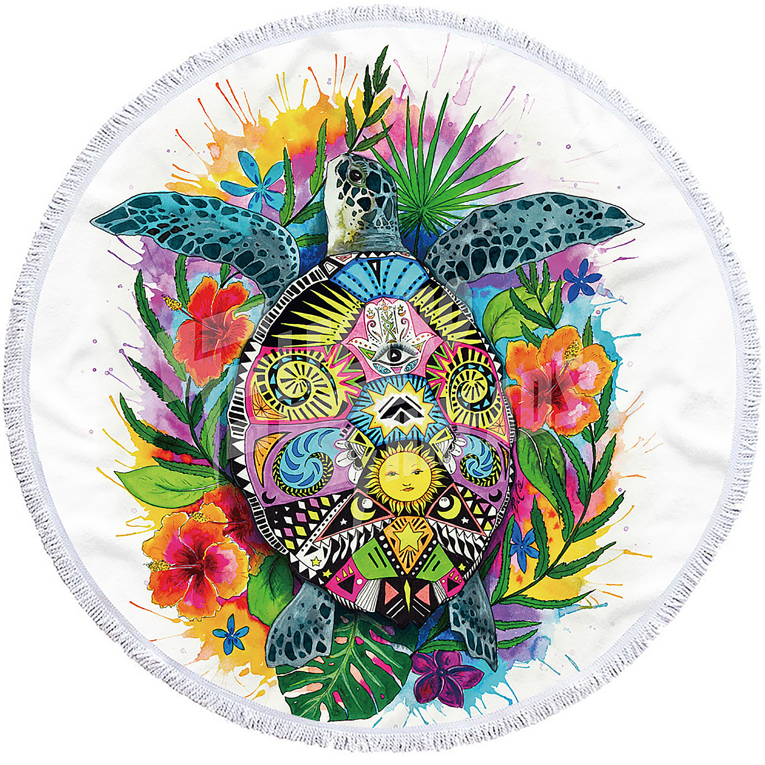 DAM.Toalla redonda ,tapete redondo multiusos 150cms, 205 GSM. Diseño. 150x150x2cm