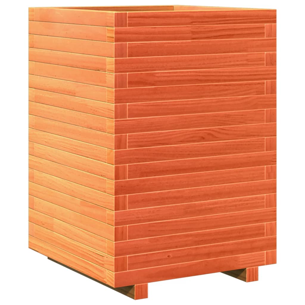 vidaXL Jardinera de madera maciza de pino 50x50x72 cm Color Pino natural, Blanco, Marrón cera y mas