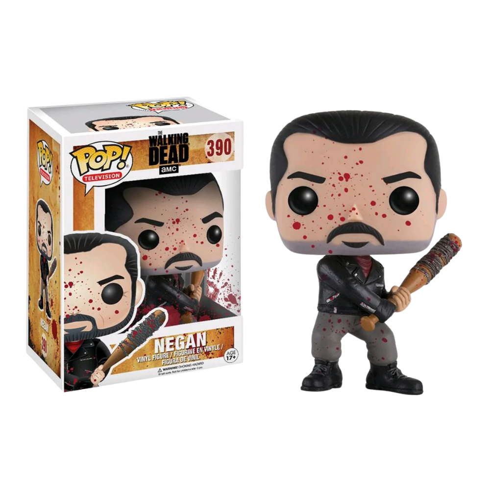 FUNKO POP! THE WALKING DEAD - NEGAN SANGRIENTO EXCLUSIVO, 13301, Nº 390, TIENDA CON LICENCIA OFICIAL, FIGURA, JUGUETE, CABEZÓN, VINILO, MUÑECO, SERIE, HBO, ZOMBIES, TELEVISIÓN