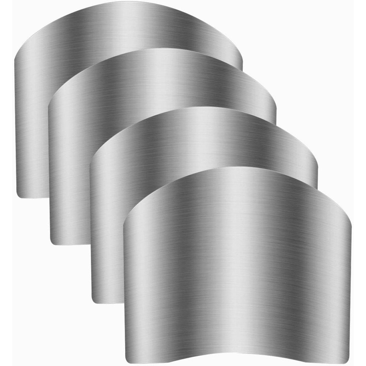 Protectores de dedos de acero inoxidable (paquete de 4) - Para cortar y preparar alimentos - Seguridad en la cocina - Color plateado duradero