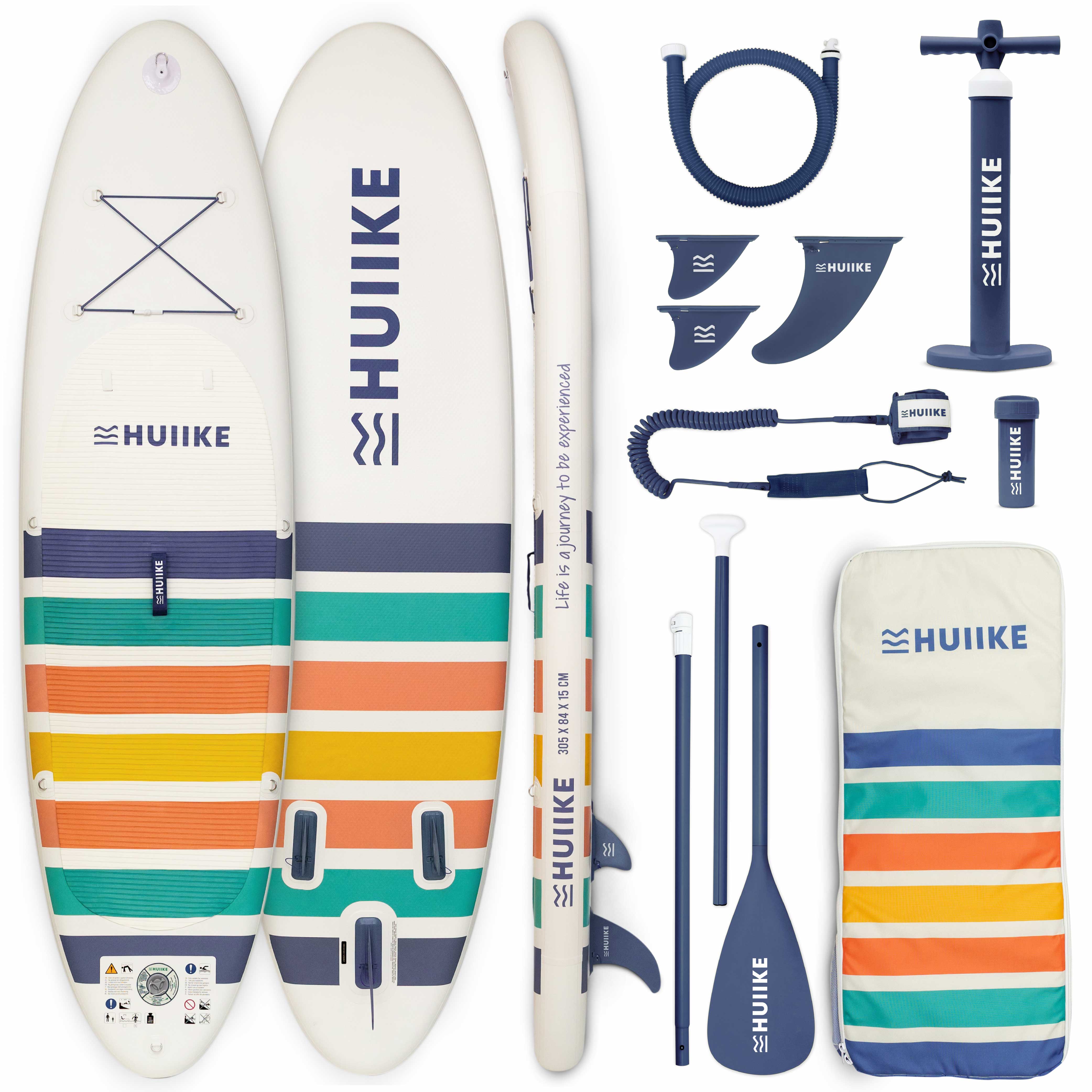 HUIIKE Tabla Paddle Surf Hinchable 10' con Accesorios Incluidos, Remo, Quillas, Leash, Inflador, Mochila. Stand Up Paddle Board Convertible en Kayak, Gran Estabilidad y Resistencia. Soporta hasta 130 kg