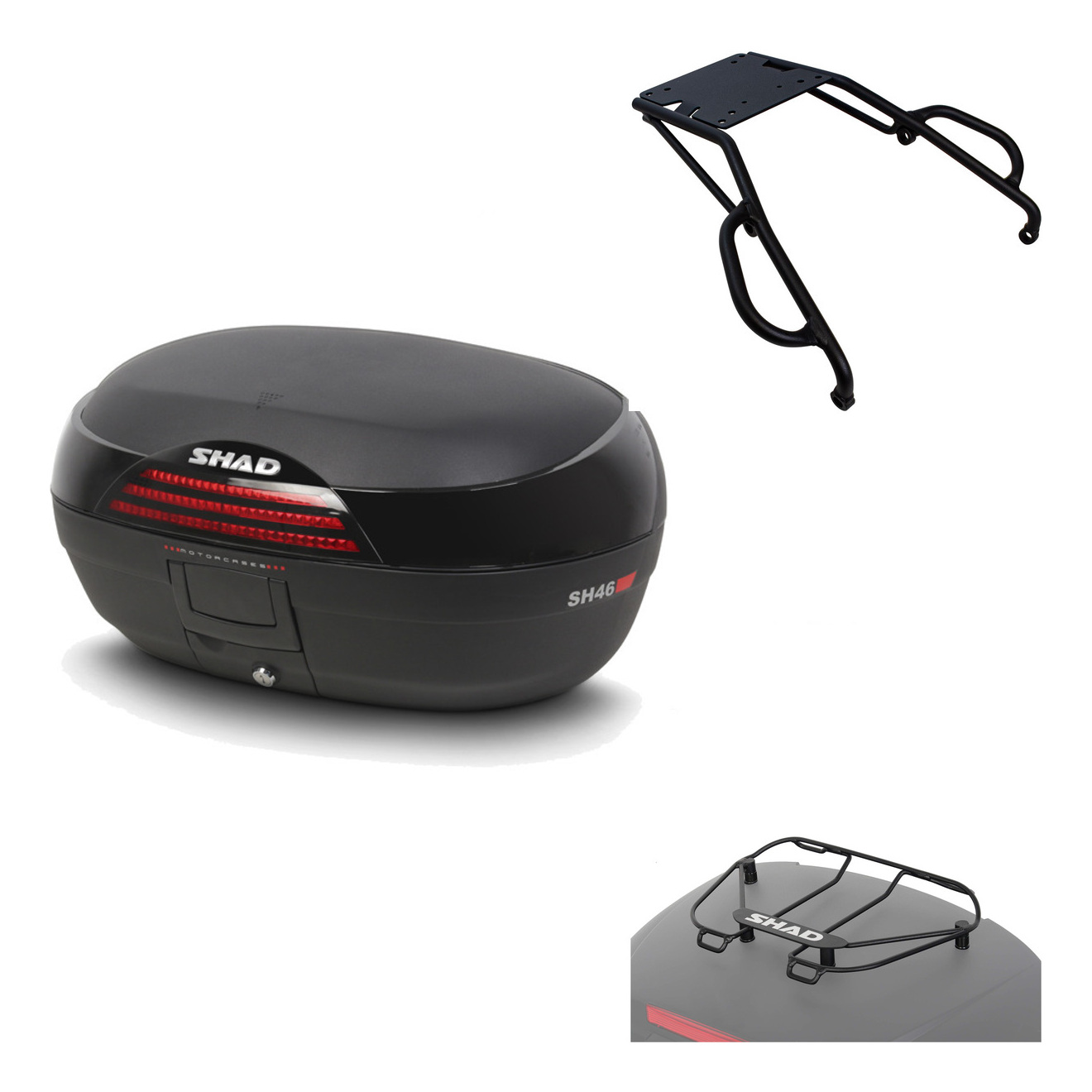 Baul Trasero + Herraje Montaje + Parrilla Portabultos Sh46 Sh 46 New Model KIT-183705