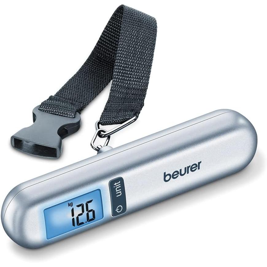 Beurer Ls06 - Básculapara Maletas, Capacidad de 40 Kg, Ideal para Viajes, Color Plata/blanco