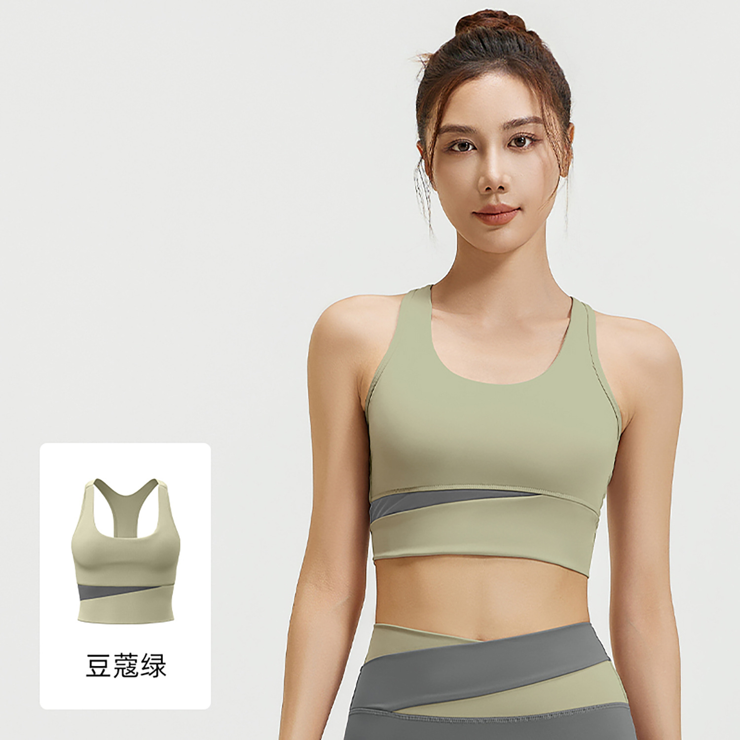 TK Sujetador deportivo con empalme para mujer, de alta resistencia, a prueba de golpes, fruncido, para fitness, para correr, yoga, color piel