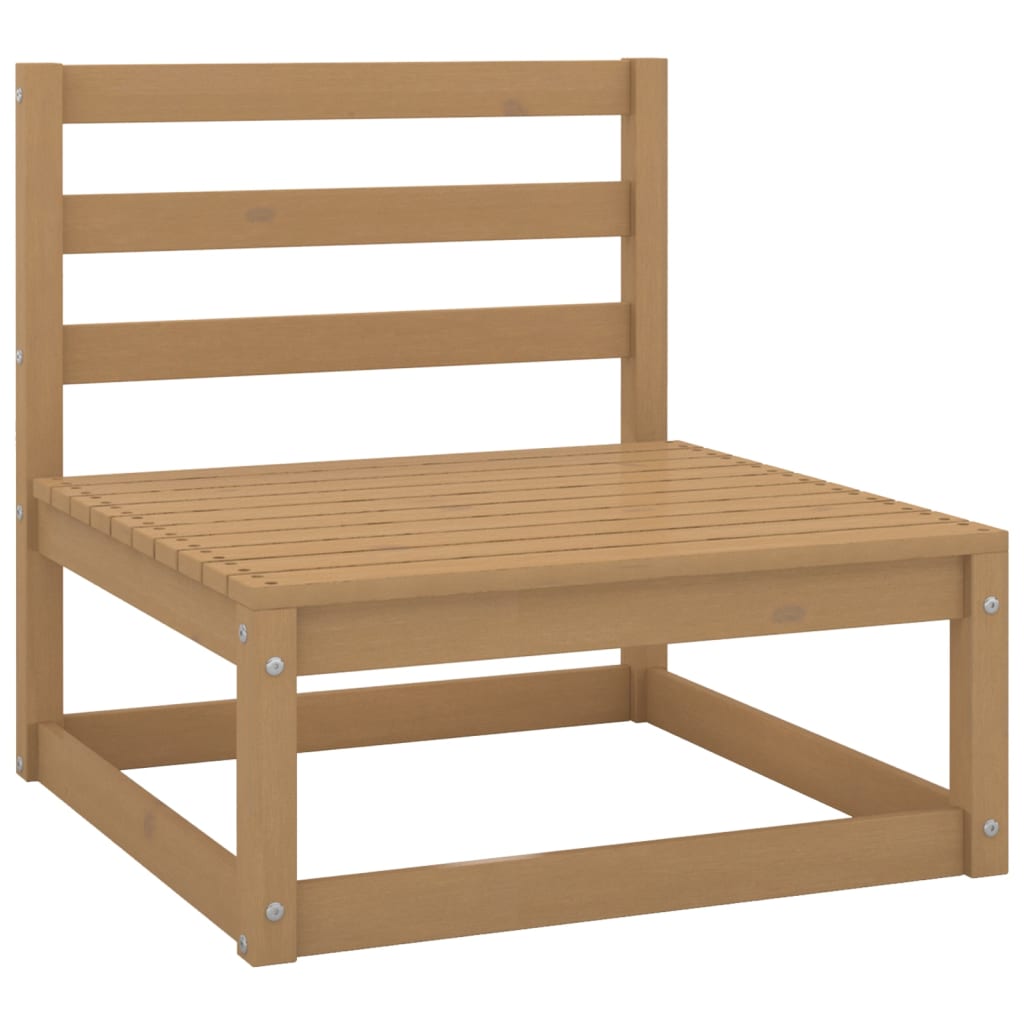 vidaXL Sofá central de madera maciza de pino marrón miel
