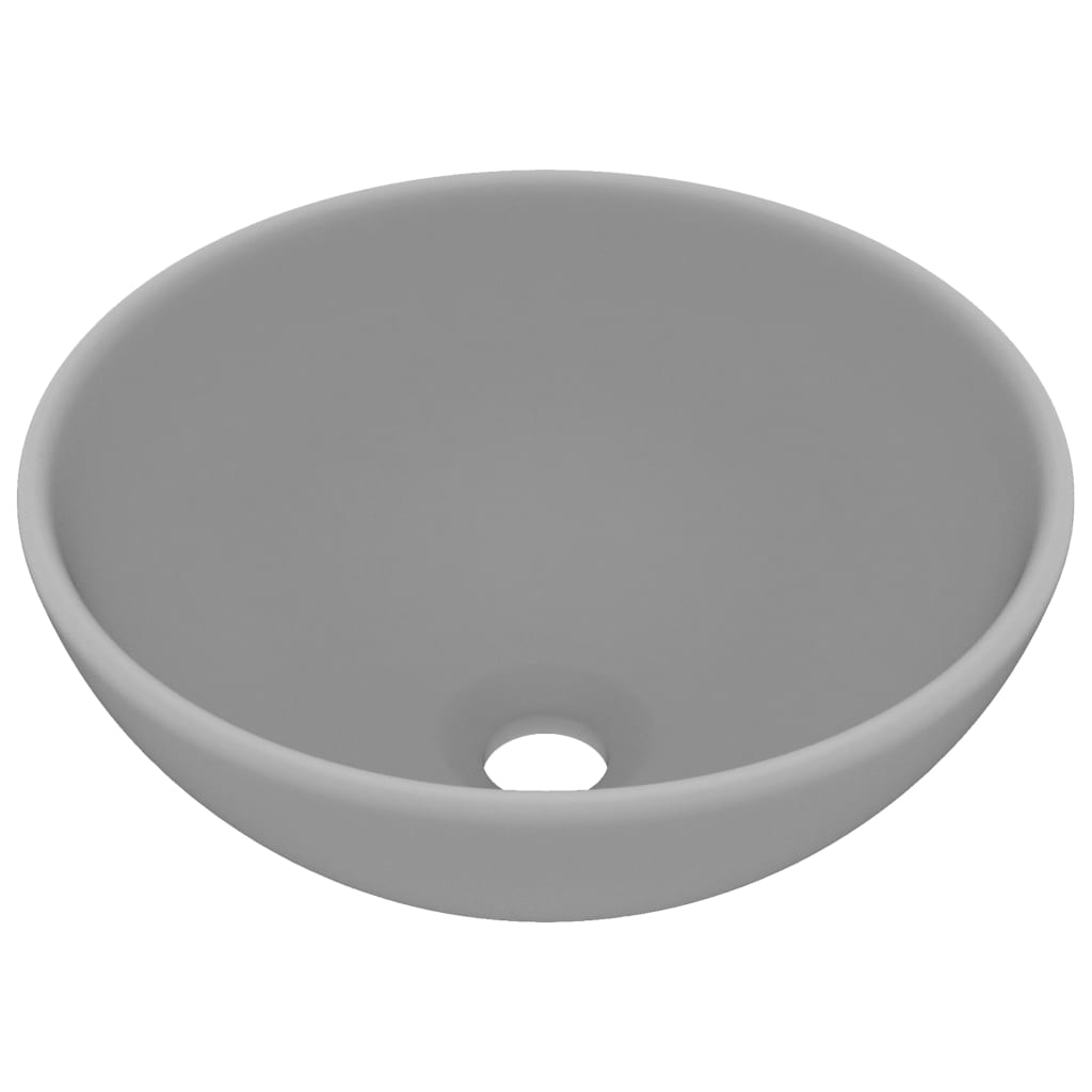 vidaXL Lavabo de Lujo Redondo Cerámica Mate Tocador Montado Encima Color matte light blue,  matte dark blue,  matte white y mas