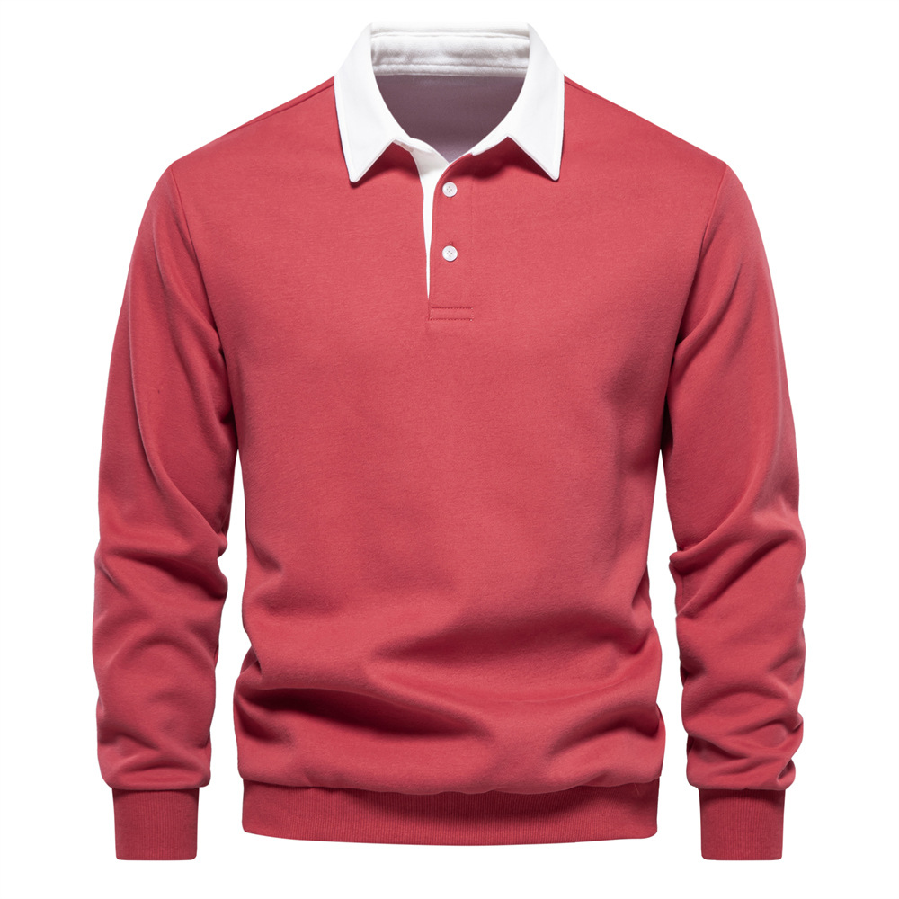 TK Sudadera de manga larga tipo polo para hombre, ideal para otoño - Prenda casual de alta calidad