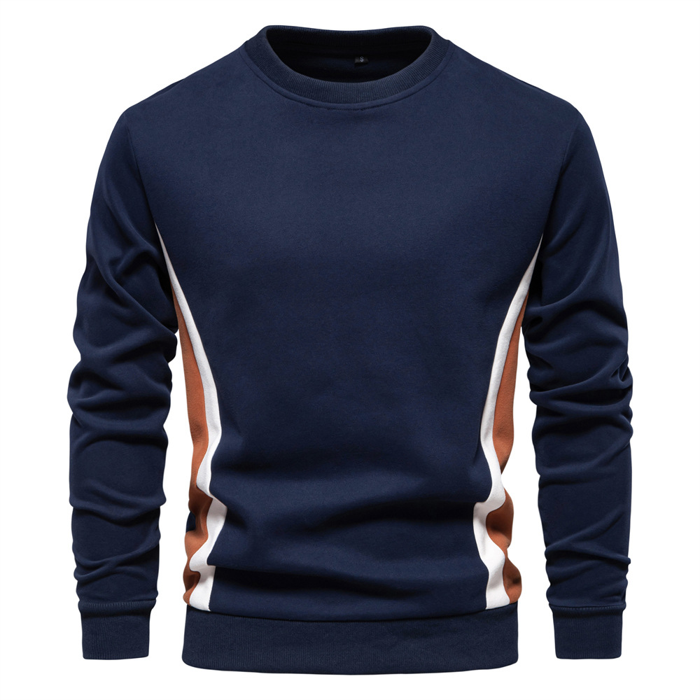TK Sudadera de manga larga con patchwork para hombre, estilo casual, corte ajustado, cuello redondo, estilo deportivo.
