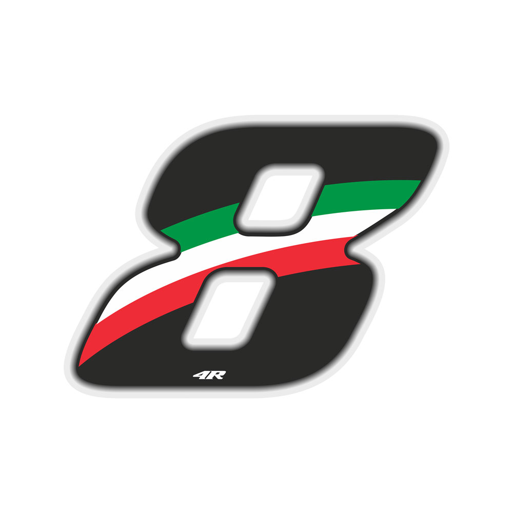 Pegatina Race Number para Motocicleta "8" Tricolor 27x37mm
