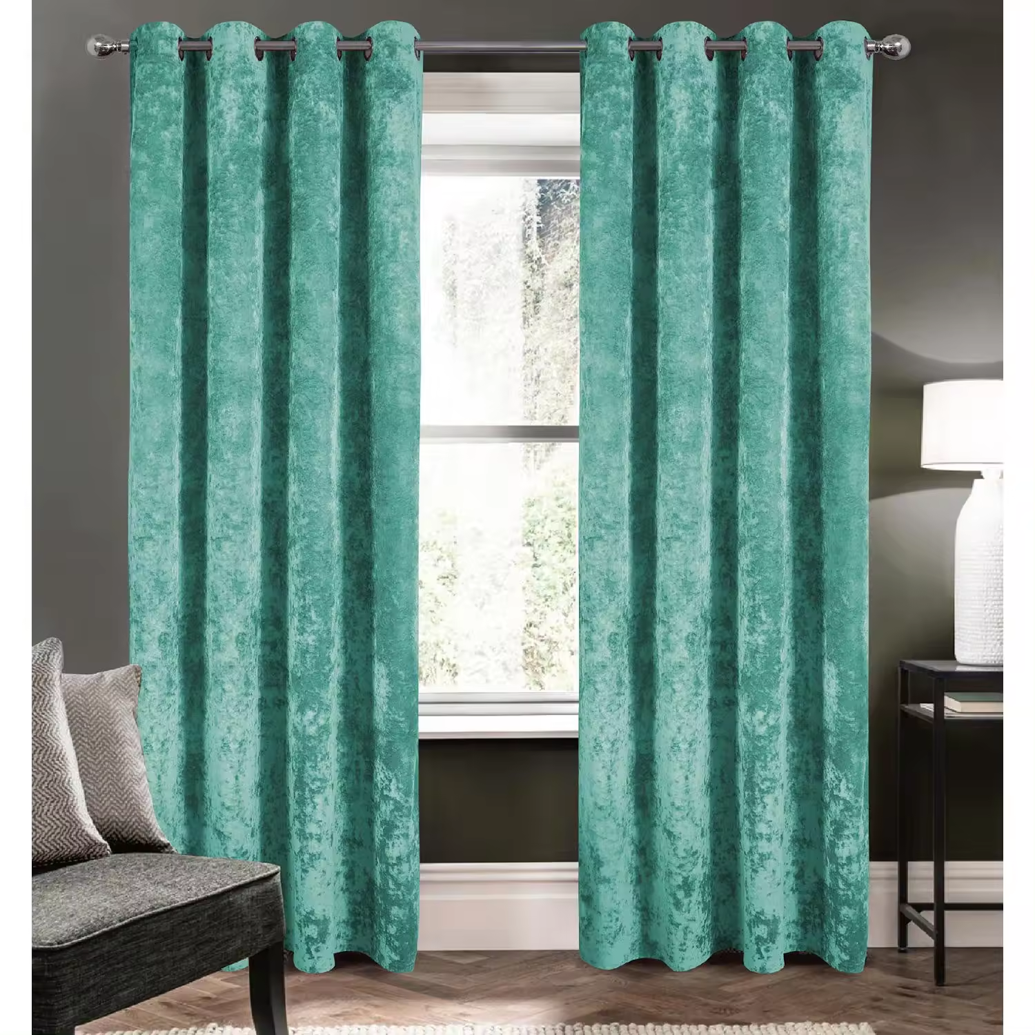 Cortinas de Terciopelo Opaca 100% Poliéster 140x260cm -Cortina Gruesa y Suave -Diseño Moderno -Ojales de Metal -Disponible en 10 Colores-Ideal para Salón, Sala de Estar, Dormitorio y Oficina.
