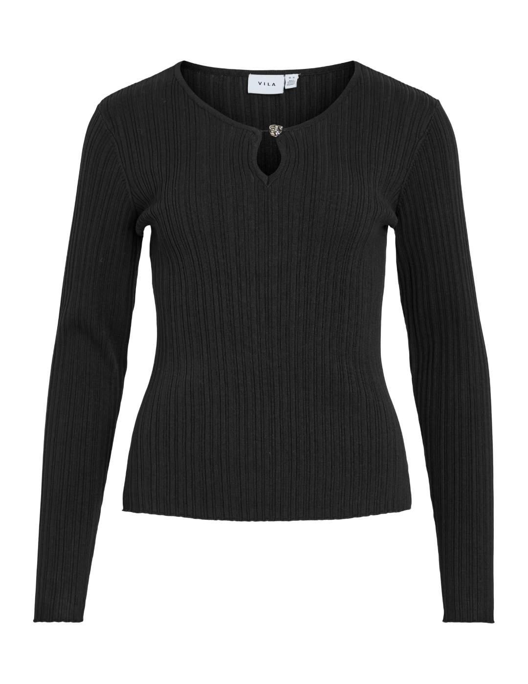 Jersey Vila Nelly negro detalle broche dorado para mujer