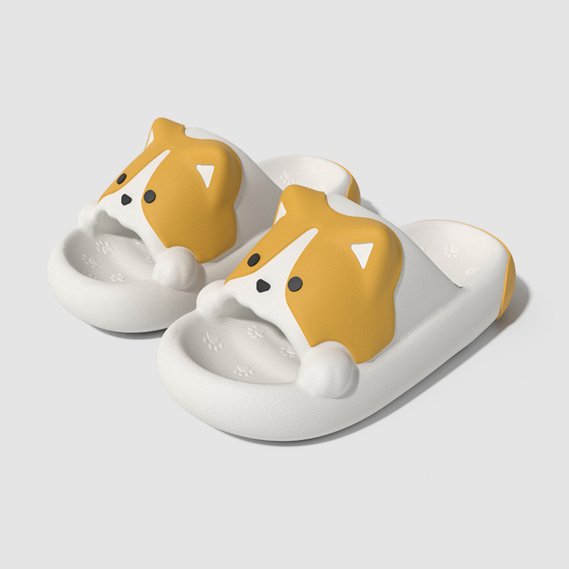 CA Pantuflas Corgi para mujer, suela suave, antideslizantes, para baño, hogar y uso al aire libre, lindas, sensación de pisar mierda, sandalias de pareja,