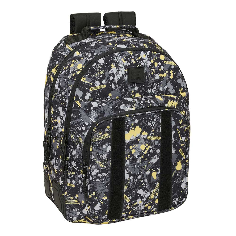 SAFTA | Mochilas Escolares Dobles Adaptables a Carro Graffiti Ergonómicas y Acolchadas, Dos Compartimentos, Organizador, Bolsillo Portabotellas, Cantoneras Antirrozaduras, Alto Carro