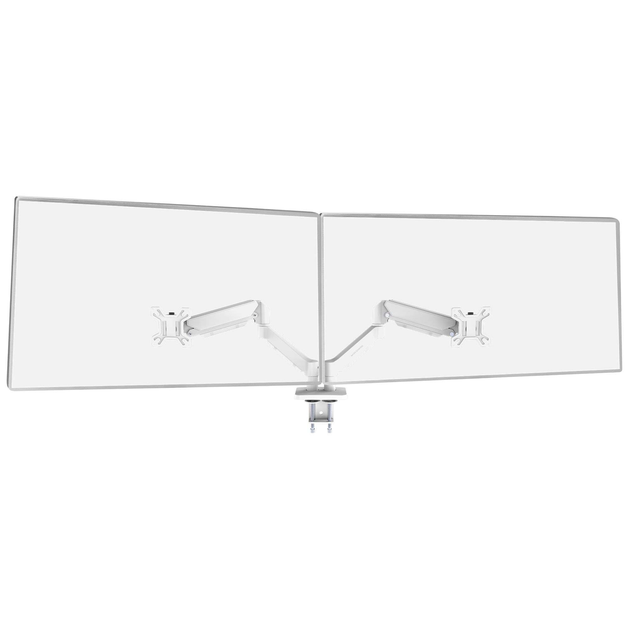 Mars Gaming MARM-PRO2, Soporte para Monitor Dual con Doble Muelle de Gas hasta 32”, Movimiento Articulado 360° y Altura Regulable, Compatible con VESA 75x75 y 100x100, Brazo de Monitor Negro o Blanco