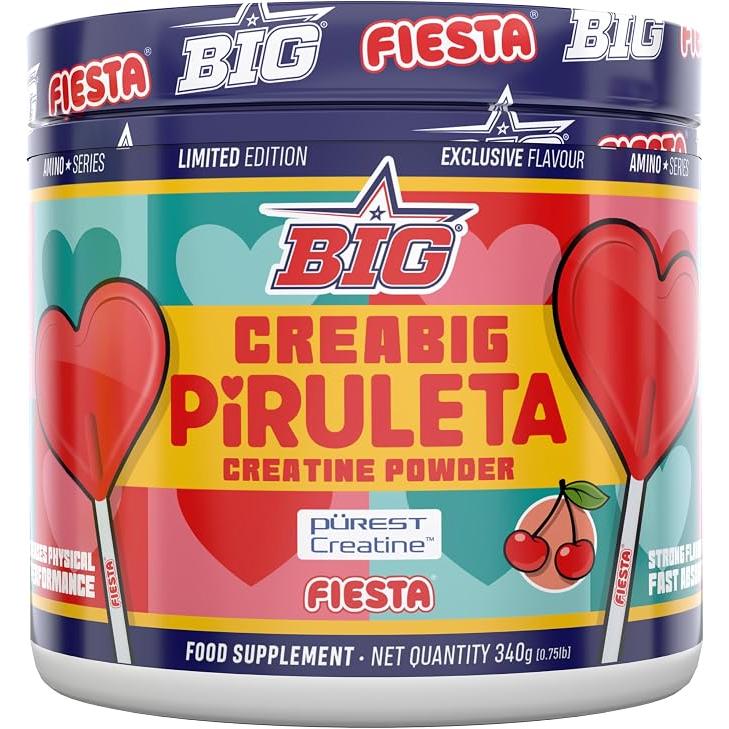 BIG Creabig Purest Creatina Monohidrato 340g  Sabor Piruleta de Fiesta Creatina Vegana y Pura