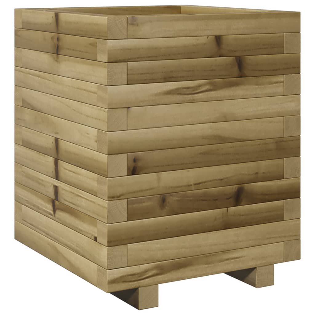 vidaXL Jardinera madera maciza de pino cera 40x40x49,5 cm Color Pino natural,  Blanco,  Marrón cera y mas