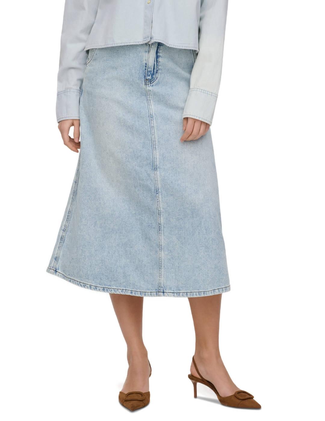 Falda Only Mindy vaquera azul claro midi para mujer