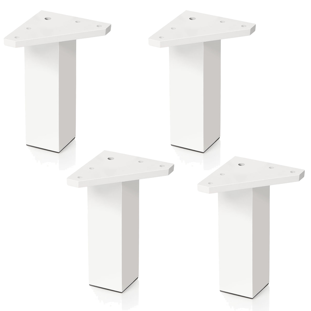 4 un. Pata pie cuadrada para Mueble en resina plastica ABS ANTIHUMEDAD 40x40mm altura 120mm blanco