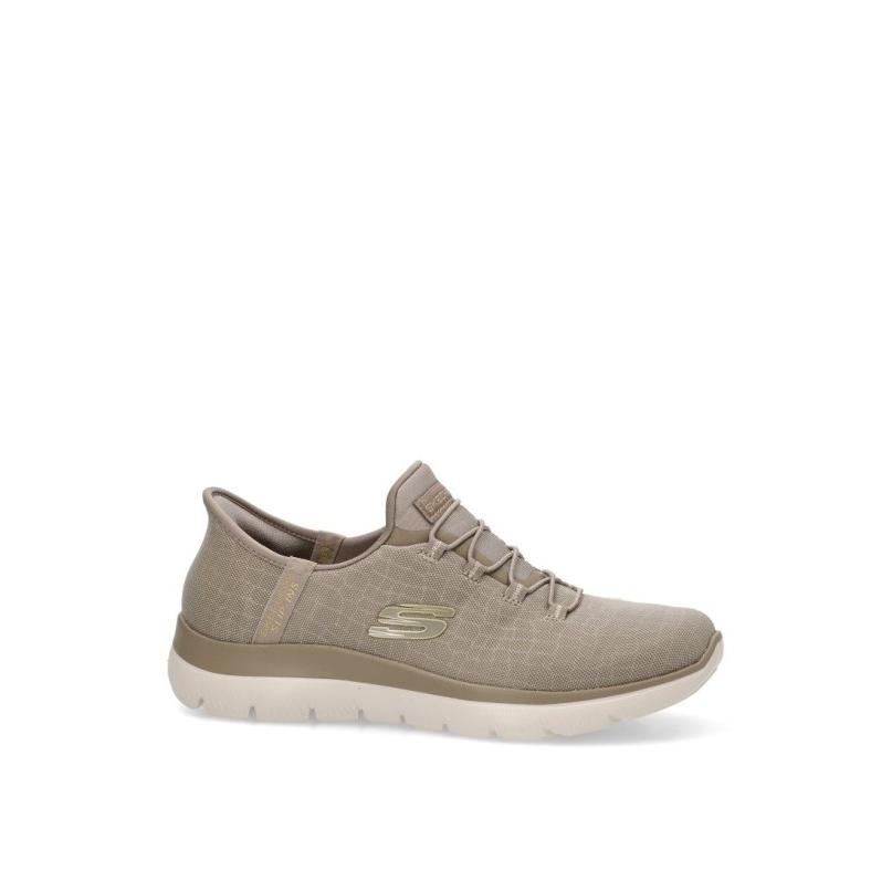 Zapatillas Cómodas Skechers - Mujer - Suela Plana - Modelo 150128 - Color Taupe