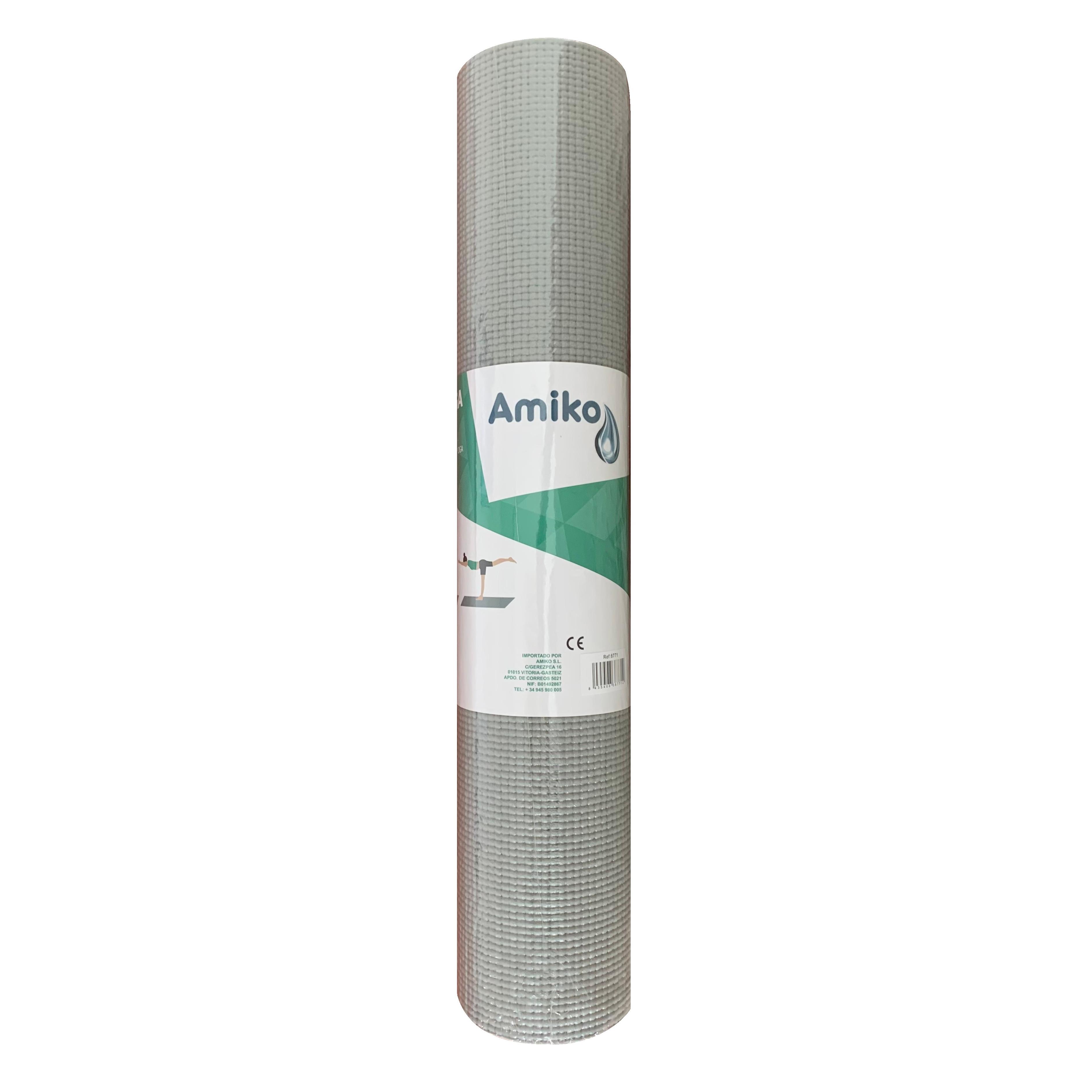 ESTERILLA DE YOGA AMIKO DE COLOR GRIS Y MEDIDAS 1,73x61 CM.