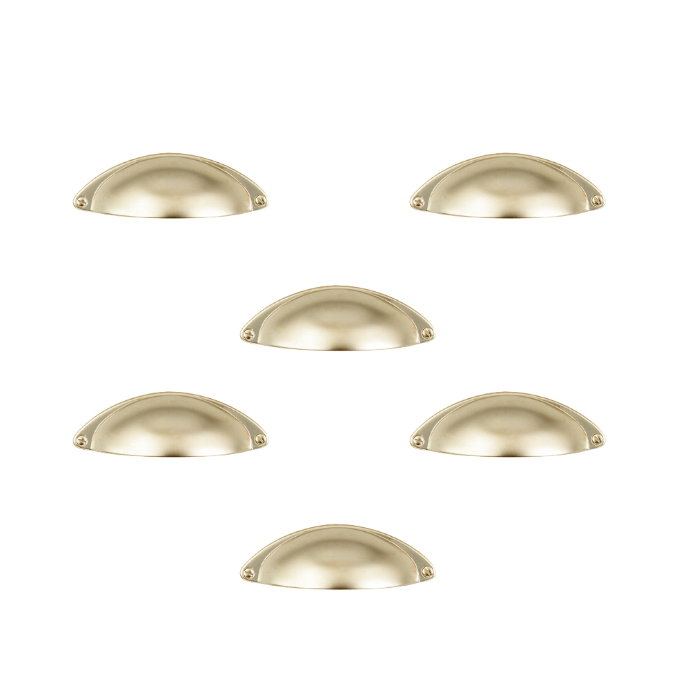 6 Un. TIRADOR Concha Lisa níquel mate para Puerta y Mueble COCINA - Distancia tornillos 32MM