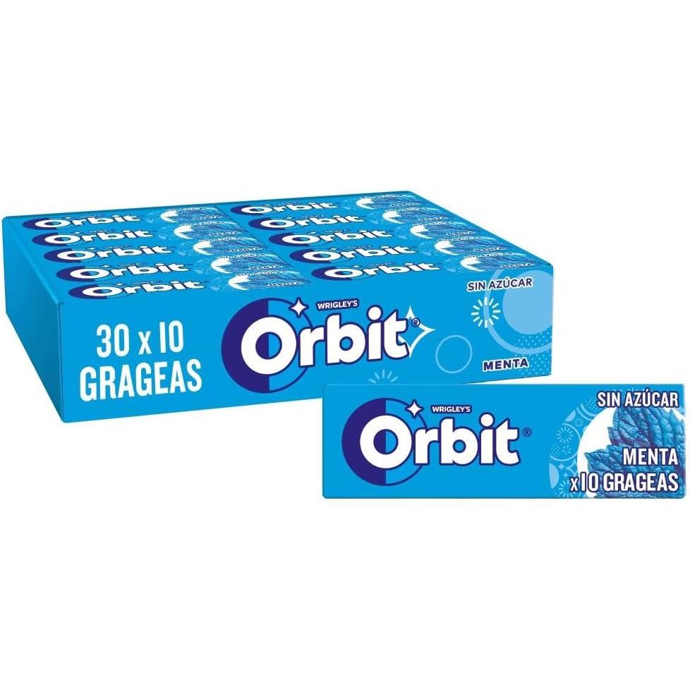 Orbit Chicles Sin Azúcar Sabor menta fuerte y eucalipto (30 x 10 chicles)-Orbit Arándanos-Orbit Sandia-Orbit  Sabor Fresa-Orbit  Sabor Hierbabuena-sabor menta