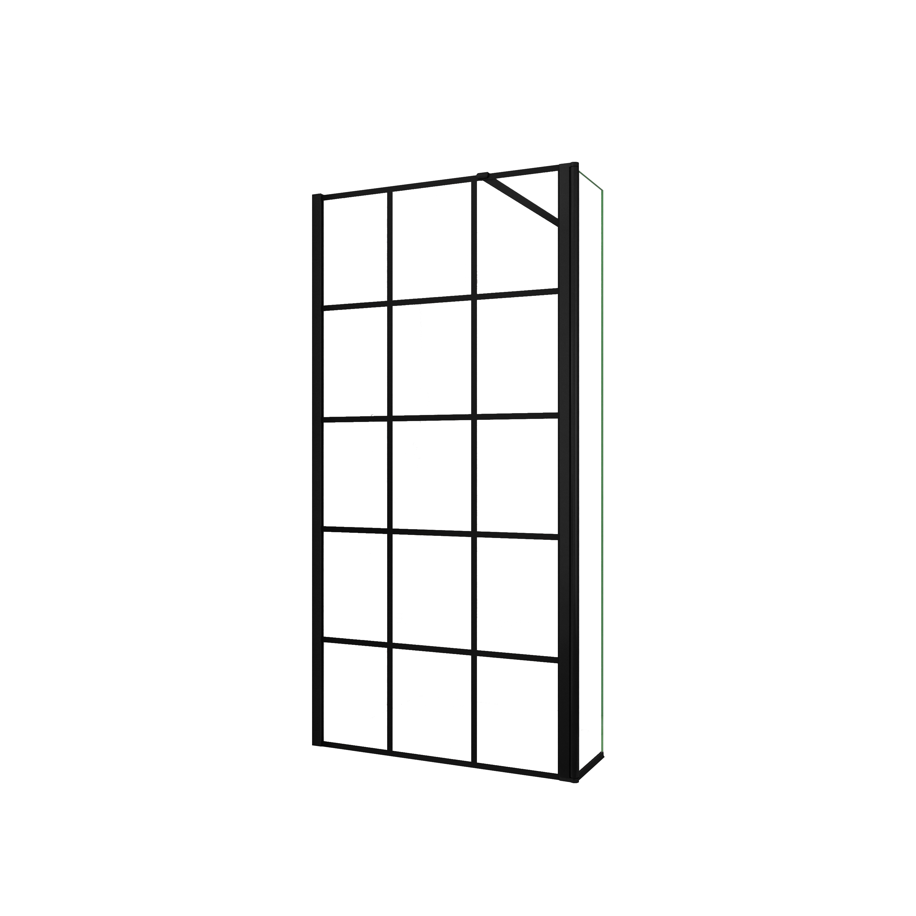 AICA Walkin Mampara Panel de ducha Serigrafiado de celosía cuadrada 2 hojas Vidrio 8mm Antical con Barra1 Negra mate 90cm Tamaño[(83.9-85.9)+40]x200cm