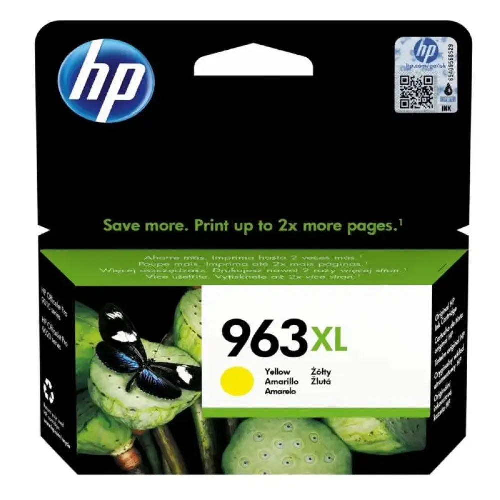 HP - Cartucho de tinta amarilla 963XL original con tinta pigmentada, rendimiento alto de 1600 páginas para impresoras OfficeJet Pro 9010/9025