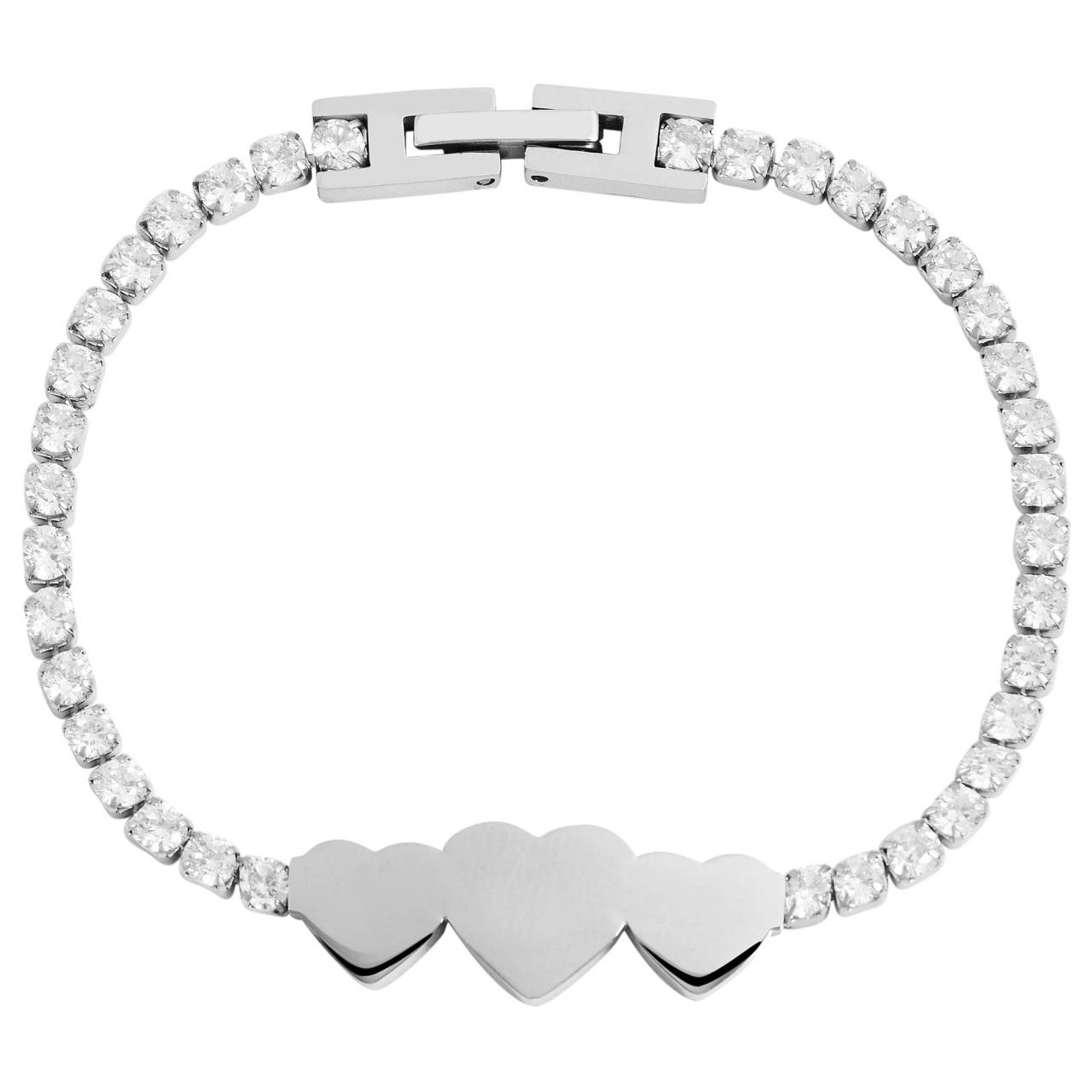 Akzent® Pulsera Corações em Aço Inoxidável