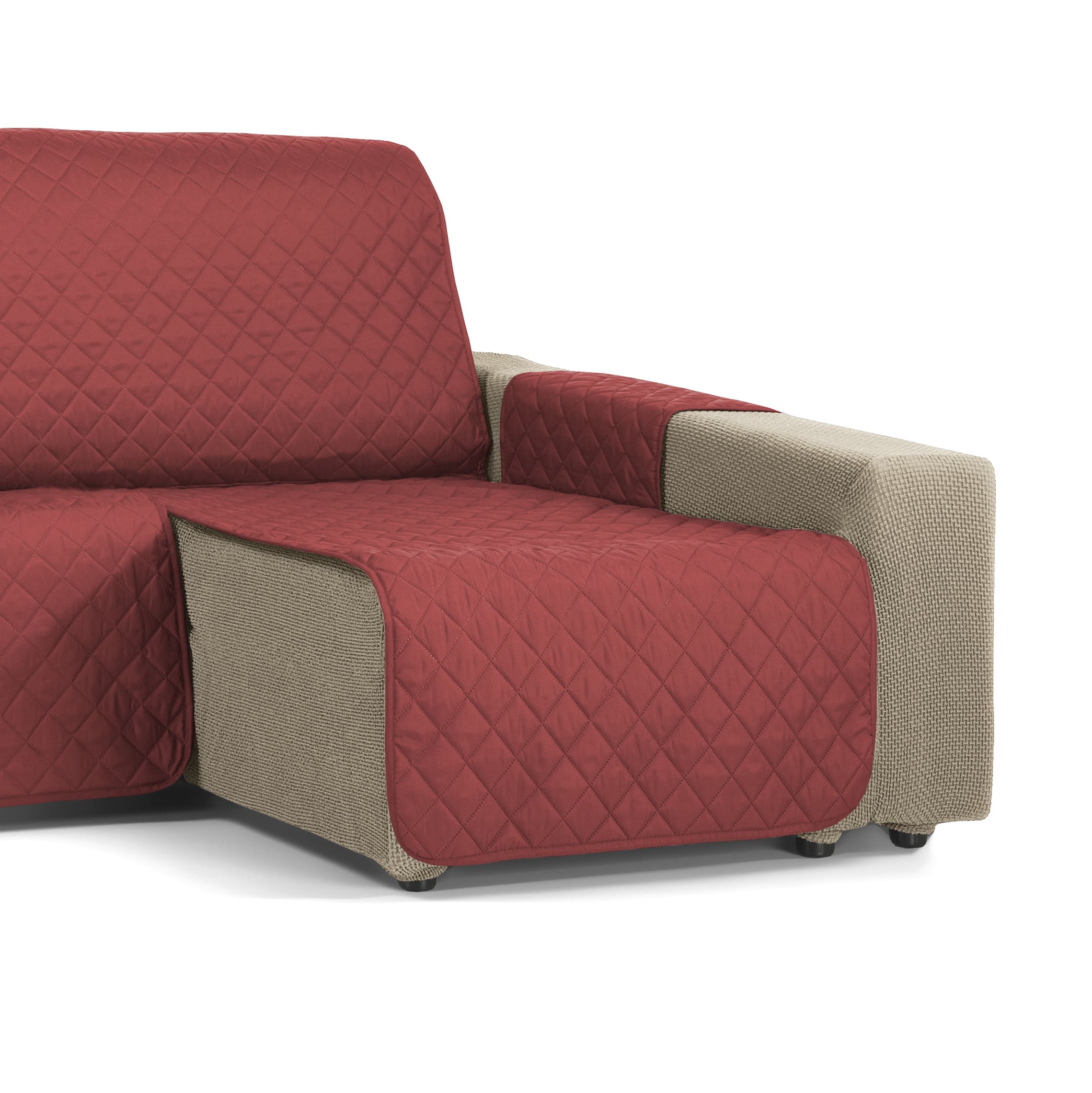 Funda Cubre Protector Sofá Chaise Longue Derecho e Izquierdo - Modelo Nina Reversible - Chaise Longue Izquierdo y Derecha - Fabricado en España - S&T Sofa Covers