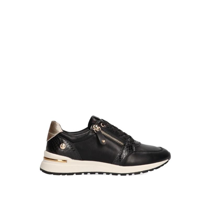Zapatillas Casual Xti - Mujer - Suela Plana - Modelo 143202 - Color Negro