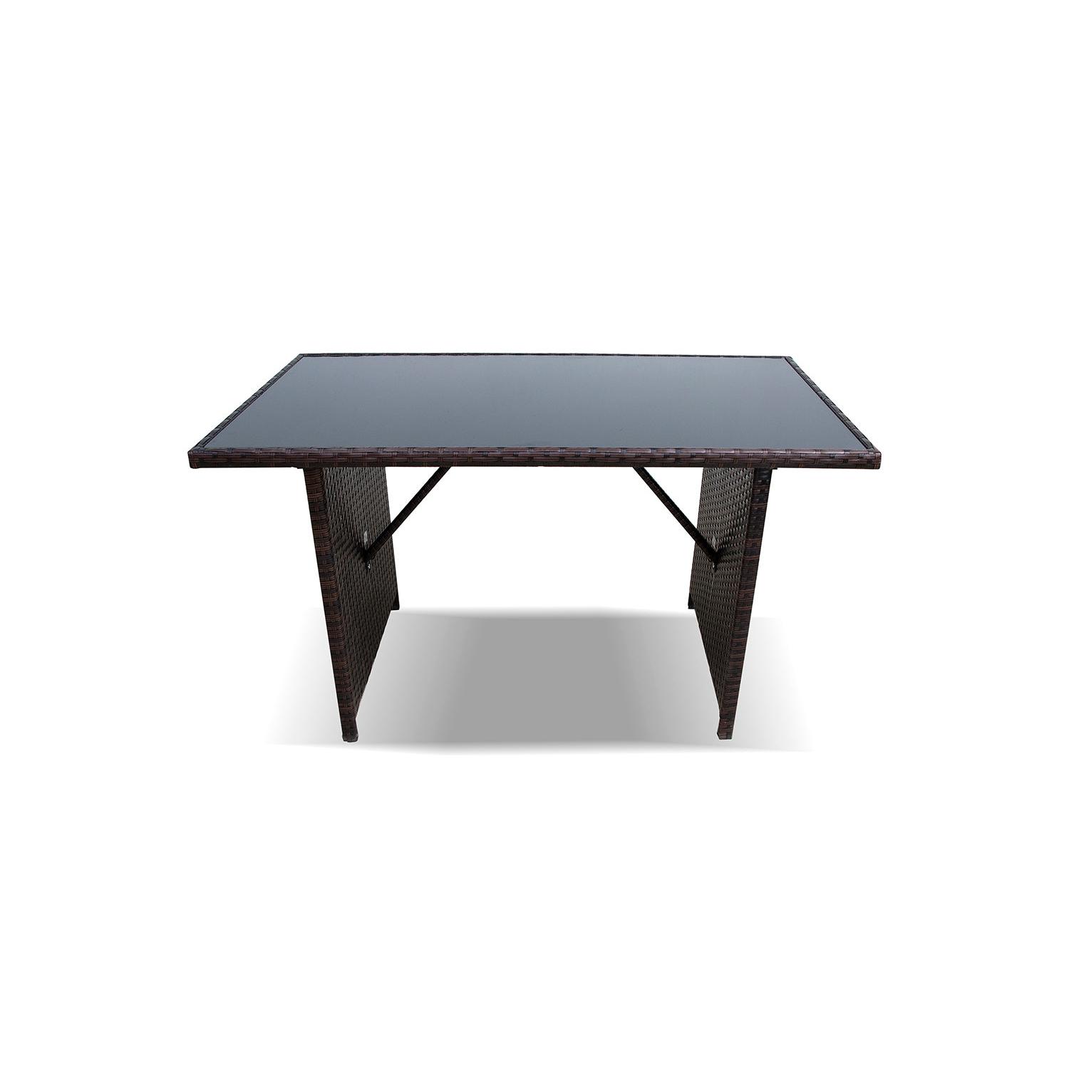 Mesa de Jardin Ratan PE y Cristal Templado. Muebles de Jardin y Terraza Saldos y Stocks