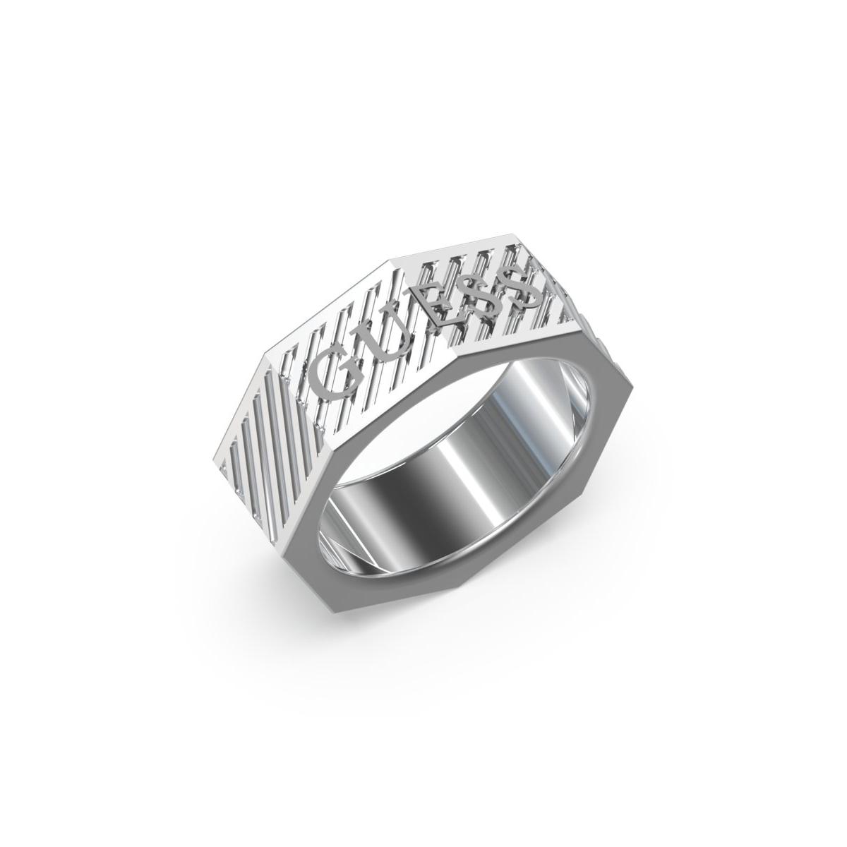 Guess Anillo Hombre Bond Street De Acero Plateado Talla Europea 66 Talla España  Jumr03030jwst66