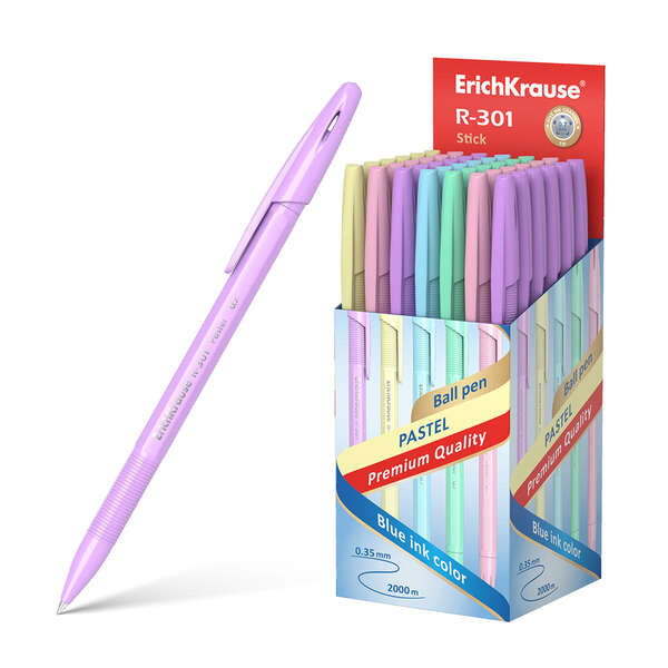 Erichkrause boligrafo r-301 pastel stick 0.7 - recargable - tinta de secado rapido - color azul (50 uds)