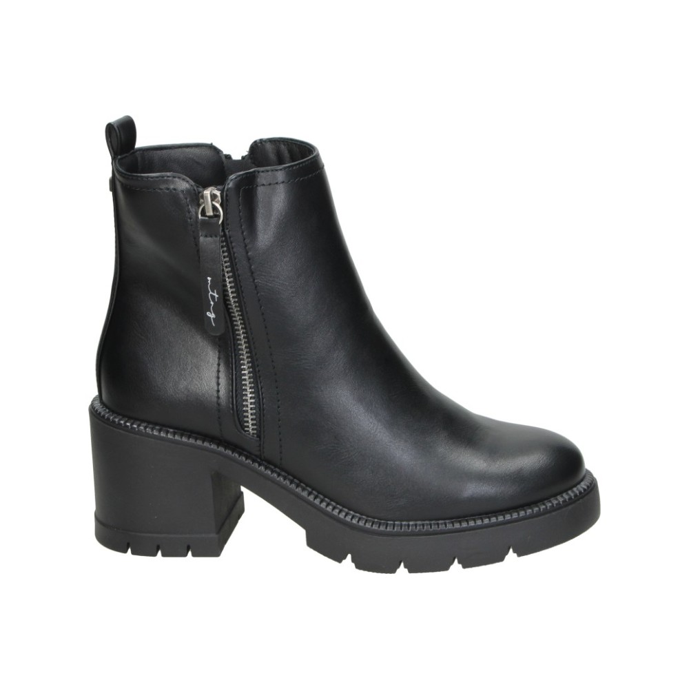 MUSTANG | Botines Mustang MTNG para Mujer – Botín Negro con Tacón de Bloque, Caña Baja, Cremallera Lateral, Suela Track y Diseño Casual de Moda Joven – Modelo 56280