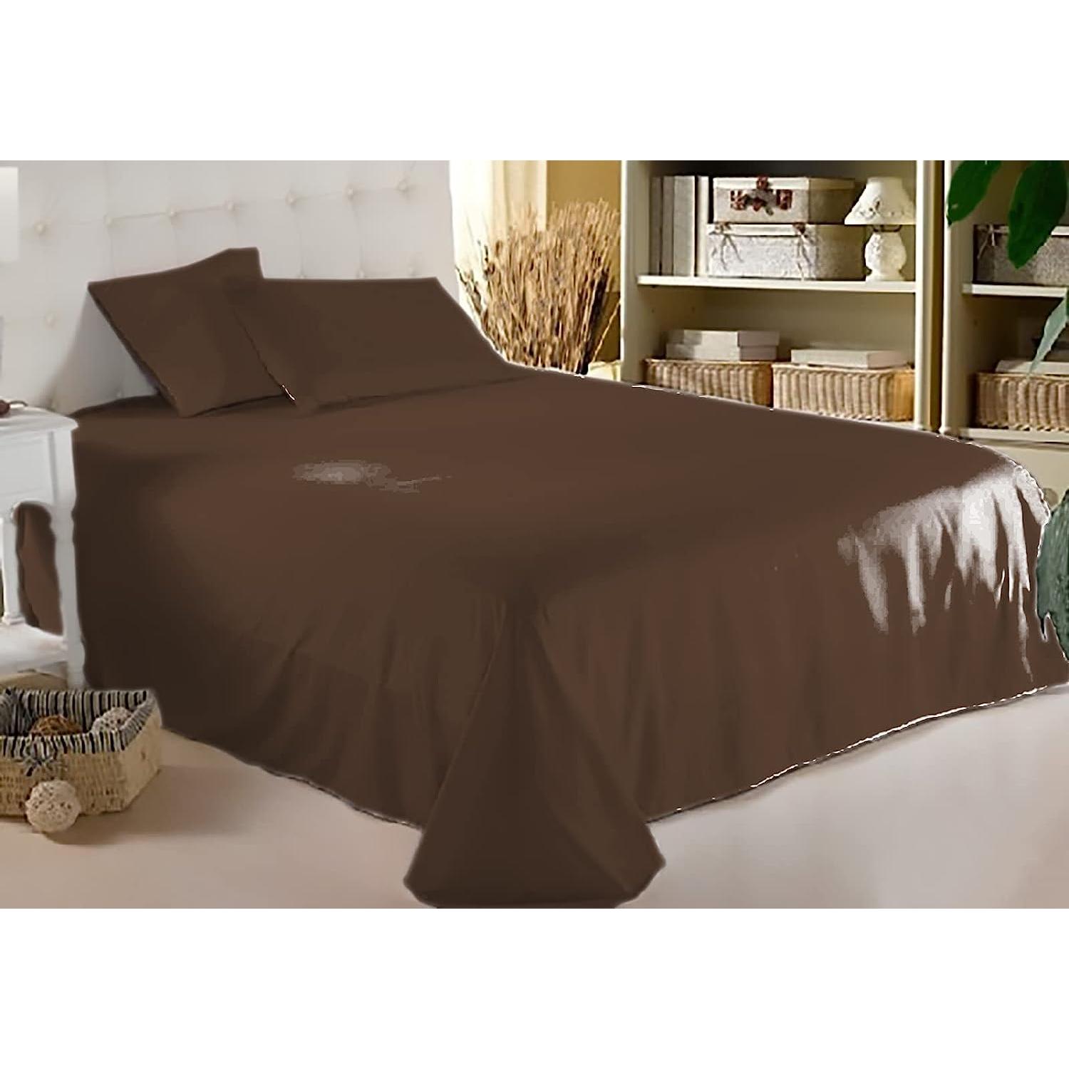 Juego de Sábana de 3 Piezas Color Azul, para Cama, Sábana Bajera Ajustable para Cama + Sábana Encimera + Funda de Almohada