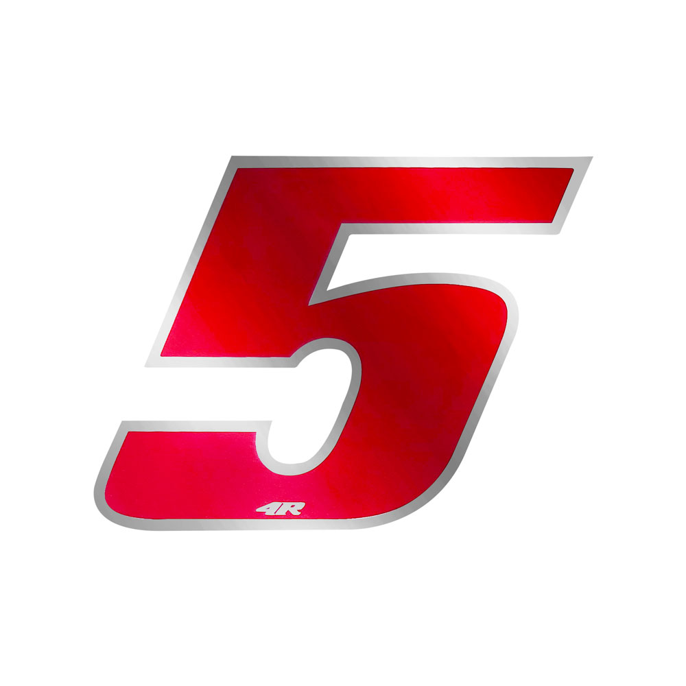 Pegatina Race Number para Motocicleta "5" Rojo 65x85mm