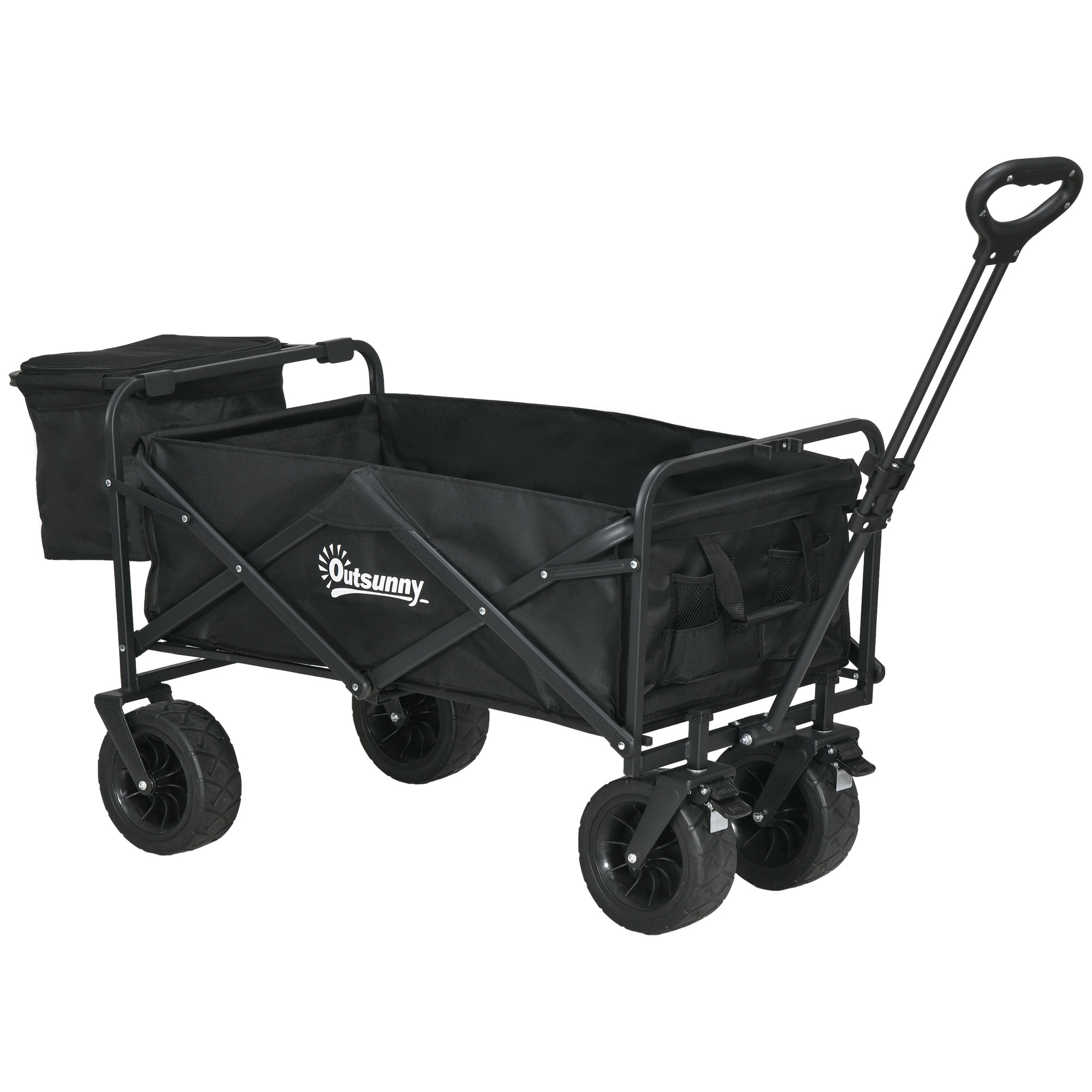 Outsunny Carro de Jardín con Bolsa Térmica Desmontable Carro Plegable con Longitud y Ángulo del Mango Ajustables y Bolsa de Transporte Carga 100 kg