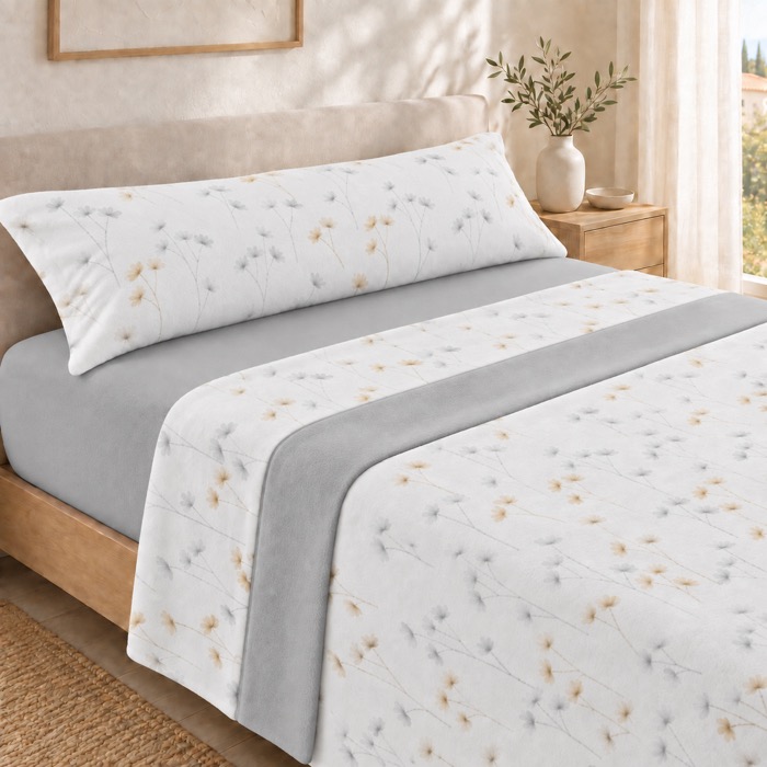 Juego de Sábanas de Coralina para Invierno, 100% Poliéster, Tacto Muy Suave y Cálido, Inclueye Bajera Ajustable, Encimera y Funda de Almohada, Lavable a Máquina, Disponible para Camas de 90, 105, 135, 150 y 180 cm