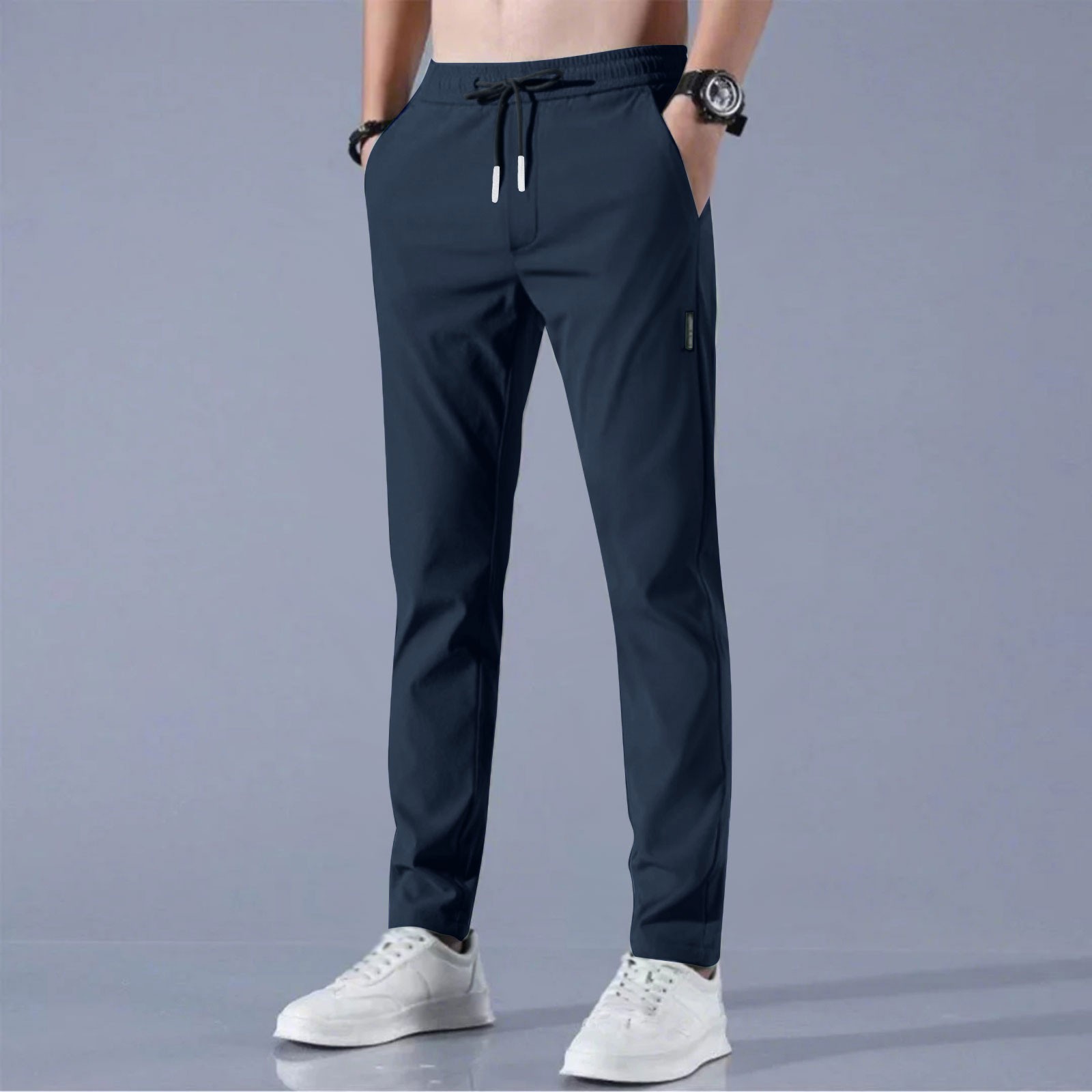 TK Pantalones Casuales Para Hombre 2025 Estilo Recto Y Estirado Con Cinturón Ajustable Transpirables Y Delgados Para Negocios Y Tiempo Libre